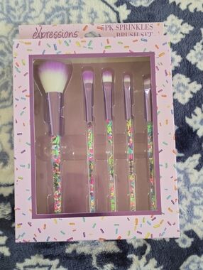 Expressions 5-Pack Purple Sprinkle Makeup Brush Set